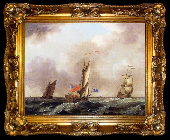 framed  Francis Swaine A royal yacht and a merchantman in choppy seas, ta009-2